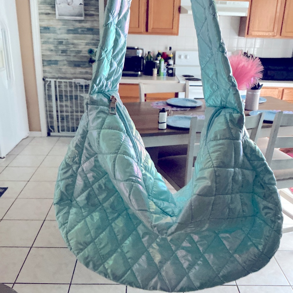 NEW Quilted Iridescent Blue Shoulder Bag